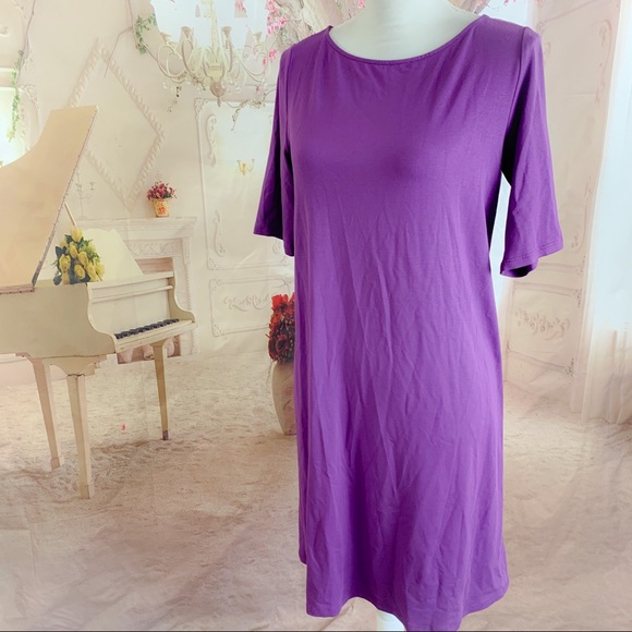 NEW Eileen Fisher Purple Viscose Jersey 3/4 Sleeve - Picture 1 of 9